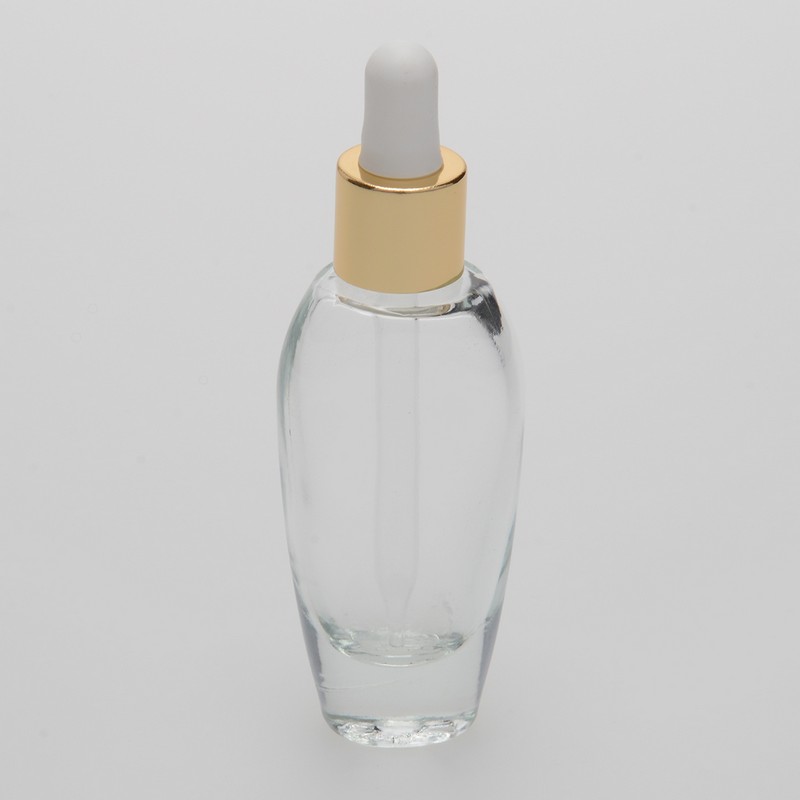 1 oz (30ML) Flat Square Clear Glass Bottles with Serum Droppers