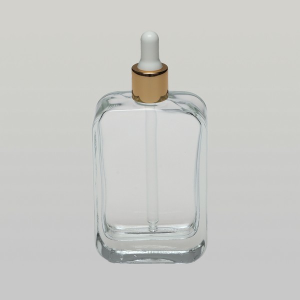 3.4 oz (100ml) Square Clear Glass Bottle