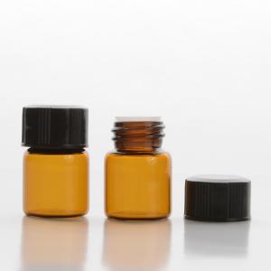 2ml (16mm x 23mm)  Amber Glass Vials with Orifice Reducers and Black Caps