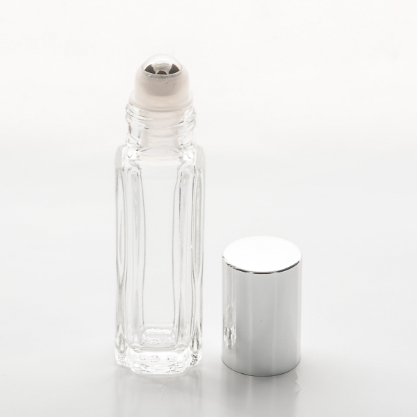 10ml Round Perfume Spray Clear Glass Bottle Black Cap Square