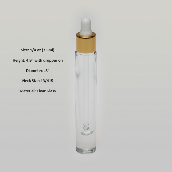 2 oz (60ml) Square Clear Glass Bottle with Serum Droppers