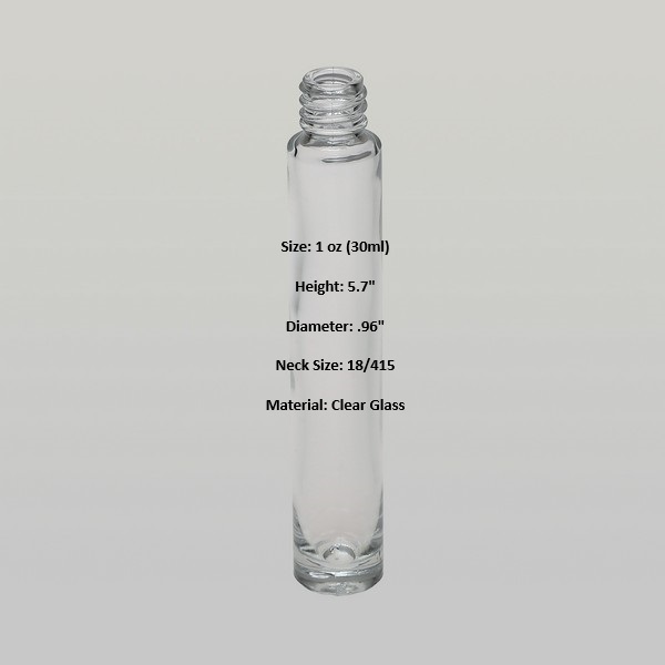 1 Oz Clear Cylinder Slope Glass Bottle with 20-400 neck finish