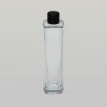 3.4 oz (100ml) Elegant Tall Square Clear Glass Bottle (Heavy Base Bottom) with Screw-on Caps