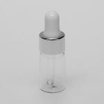 3ml Clear Cylinder Glass Bottle with Silver Serum Droppers