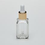 1 oz (30ml) Short Square Clear Glass Bottle with Serum Droppers