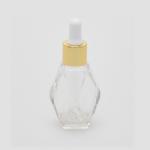 1 oz (30ml) Diamond Cut Clear Glass Bottle with Serum Droppers