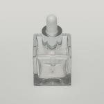 1 oz (30ml) Cube-Shaped Clear Glass Bottle (Heavy Base Bottom) with Serum Droppers