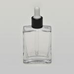 2 oz (60ml) Square Clear Glass Bottle with Serum Droppers