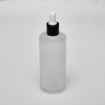 4 oz (120ml) Frosted Cylinder Glass Bottle with Black Serum Dropper