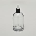 3.4 oz (100ml) Barrel-Style Clear Glass Bottle (Heavy Base Bottom) with Serum Droppers