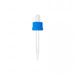 Blue Serum Droppers Fine Ribbed with an 18/415 Finish Child Resistant, 80mm (3 1/8") Glass Pipette, Tapered Tip