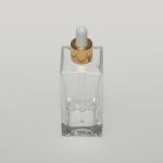 3.4 oz (100ml) Tall Square Clear Glass Bottle (Heavy Base Bottom) with Serum Droppers