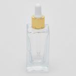 1.7 oz (50ml) Square Clear Glass Bottle with Heavy Base Bottom with Serum Droppers