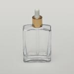 4 oz (120ml) Square Clear Glass Bottle with Serum Droppers