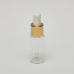 1/2 oz (15ml) Short Tube-Style Clear Glass Bottle with Gold Serum Droppers