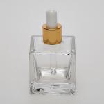 2 oz (60ml) Cube-Shaped Clear Glass Bottle (Heavy Base Bottom) with Serum Droppers