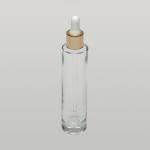 1.7 oz (50ml) Slim Clear Glass Cylinder Bottle (Heavy Base Bottom) with Black Serum Droppers