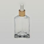1.7 oz (50ml) Deluxe Triangle-Shaped Clear Glass Bottle (Heavy Base Bottom) with Serum Droppers