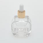 2 oz  (60ml) Super Deluxe Globe-Cut Clear Glass Bottle (Heavy Base Bottom) with Serum Droppers