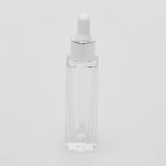 1 oz (30ml) Deluxe-Sharp Square Clear Glass Bottle (Semi-Heavy Base Bottom) with Serum Droppers
