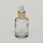1/3 oz (10ml) Short Cylinder Clear Glass Bottle (Heavy Base Bottom) with Serum Droppers