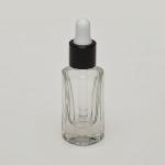1/4 oz (7.5ml) Deluxe Beveled-Square Clear Glass  Bottle (Heavy Base Bottom) with Serum Droppers