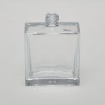 3.4 oz (100ml) Deluxe Flint Square Clear Glass Bottle (Heavy Base Bottom)