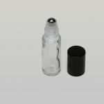 1/6 oz (5ml) Roll-On Tall Cylinder Clear Glass Bottle (Stainless Steel Roller) with Color Caps