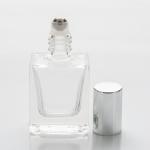 1/3 oz (10ml) Deluxe Flat-Square Clear Glass Roll-on Bottle (Heavy Base Bottom) with Stainless Steel Roller and Color Caps
