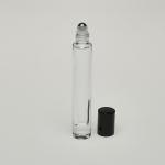 1/3 oz (10ml) Deluxe Round Clear Glass Roll-on Bottle (Heavy Base Bottom)  with Stainless Roller and Color Caps