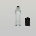1/4 oz (7.5ml) Roll-On Tall Square Clear Glass Bottle with Stainless Steel Rollers and Color Caps