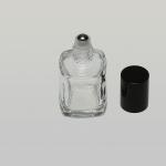 1/2 oz (15ml) Roll-On Square Clear Glass Bottle with Stainless Steel Rollers and Color Caps