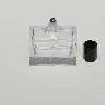 1 oz (30ml) Elegant-Square Wide Clear Glass Bottle (Heavy Base Bottom) with Stainless Steel Rollers and Color Caps