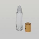 1/3 oz (10ml) Roll-On Cylinder Clear Glass Bottle (Plastic Roller with Silver or Gold Cap)