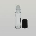 10ml (1/3 oz) Clear Cylinder Glass Bottle with Plastic Roller and Black or White Cap