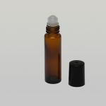 1/2 oz (15ml) Roll-On Cylinder Amber Glass Bottle (Plastic Rollers, Black/White Caps)
