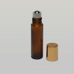 1/3 oz (10ml) Roll-On Cylinder Amber Glass Bottle with Stainless Roller and Gold/Silver Cap
