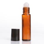 10ml (1/3 oz) Amber Glass Cylinder Bottle with Plastic Roller and Color Cap