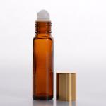 10ml (1/3 oz) Amber Glass Cylinder Bottle with Plastic Roller and Gold or Silver Cap