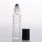 10ml (1/3 oz) Swirl Cylinder Glass Bottle with  Stainless Steel Roller and Black or White Cap