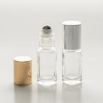 5ml (1/6 oz) Clear Cylinder Glass Bottle with Stainless Steel Roller and Color Cap