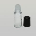 30ml (1 oz) Cylinder Glass Bottle with Plastic Roller &  Black Cap