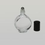 1/2 oz (15ml) Roll-On Watch Clear Glass Bottle with Stainless Steel Rollers and Color Caps