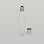 10ml (1/3 oz) Slim Roll-On Clear Glass with Stainless Steel Roller and Color Cap
