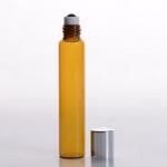 10ml (1/3 oz) Slim Roll-On Amber Glass with Stainless Steel Roller and Color Cap-330pcs