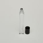 1/3 oz (10ml) Deluxe Square Clear Glass Roll-on Bottle  (Heavy Base Bottom) with Stainless Rollers and Color Caps