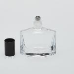 1/2 oz (15ml) Elegant  Eye-Shaped Clear Glass Bottle (Heavy Base Bottom) with Stainless Steel Roller and Color Cap