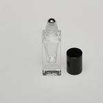5ml (1/6 oz) Clear Glass Deluxe Square Bottle with Stainless Steel Roller and Color Caps