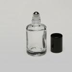 1/3 oz (10ml) Roll-On Short Cylinder Clear Glass Bottle (Heavy Base Bottom) with Stainless Steel Roller and Color Caps