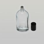 1 oz (30ml) Shoulder-Shaped Clear Glass Bottle (Heavy Base Bottom) with Stainless Steel Rollers and Color Caps